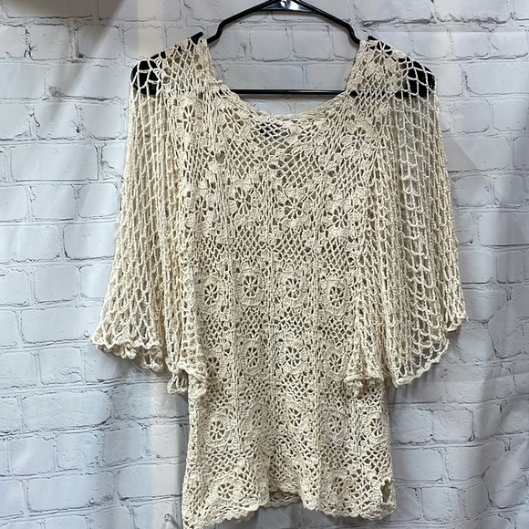 Macelli Vintage Cotton Crochet bohemian festival Medium Top - Picture 7 of 9